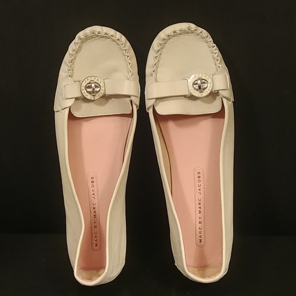 Marc Jacobs Whaie Leather Loafers Driving Shoes 40